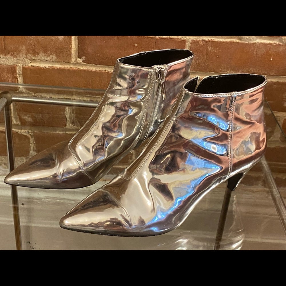 Zara Metallic Mini-heel Cosmic Boots Size 7.5 - EU 38
